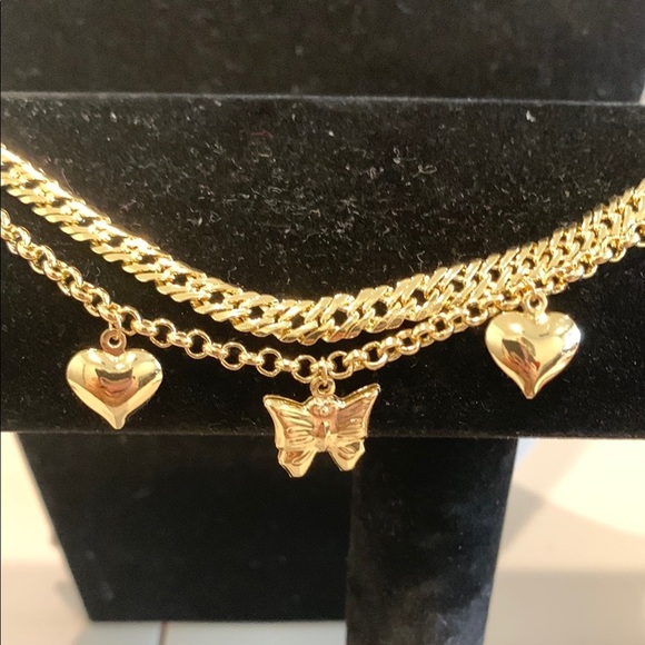 Gold Charm Bracelet with Butterfly and Heart - Picture 8 of 8
